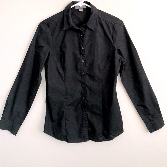 Primark fitted black button-down top sz 6 - Picture 1 of 7
